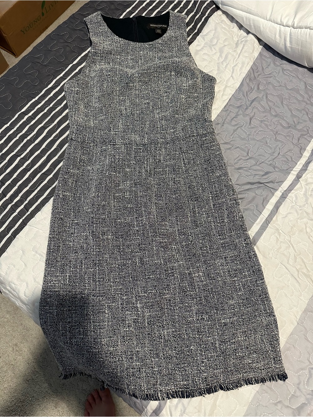 Banana Republic Black and White Tweed Midi Sheath Dress